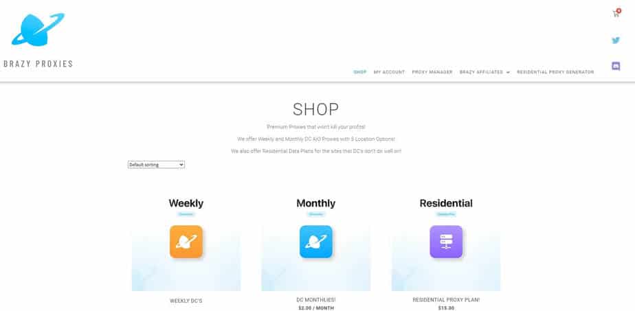 A screenshot showing Brazy Kicks Proxies’s homepage