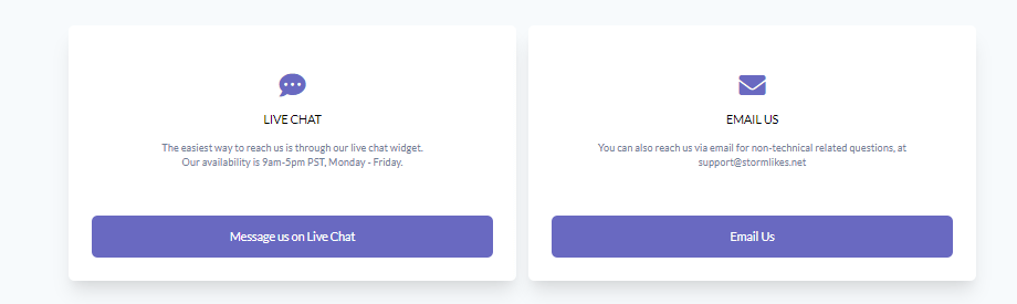 A screenshot of the live chat option.
