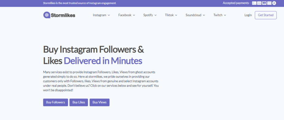 A screenshot of stormlikes homepage.